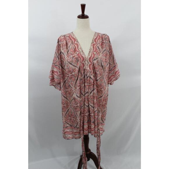 BELL by ALICIA BELL Sz S Small Pink Floral Kimono Style Dress Cotton Silk - Picture 9 of 9